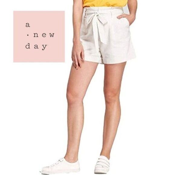 A New‎ Day™ Women's High-Rise Pleat Front Tie Waist Shorts - Picture 1 of 6